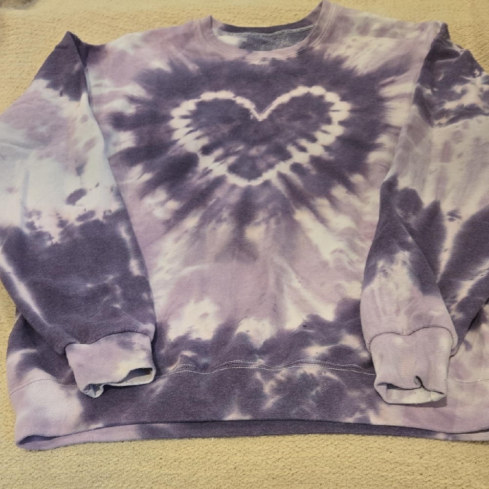 Purple Tie-Dye Heart Sweatshirt
